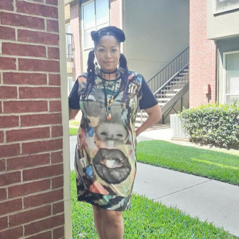 T-shirt dress multicolored polyester stretch blend.